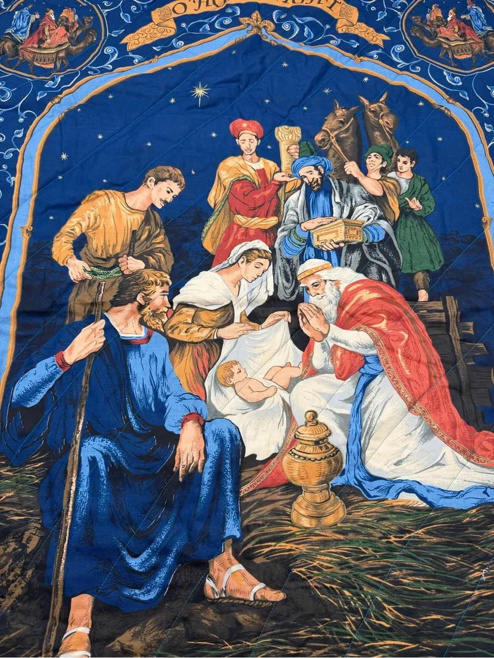 O Holy Night Nativity Quilted Blanket Christmas Throw Quilt 32x42 Wise Men